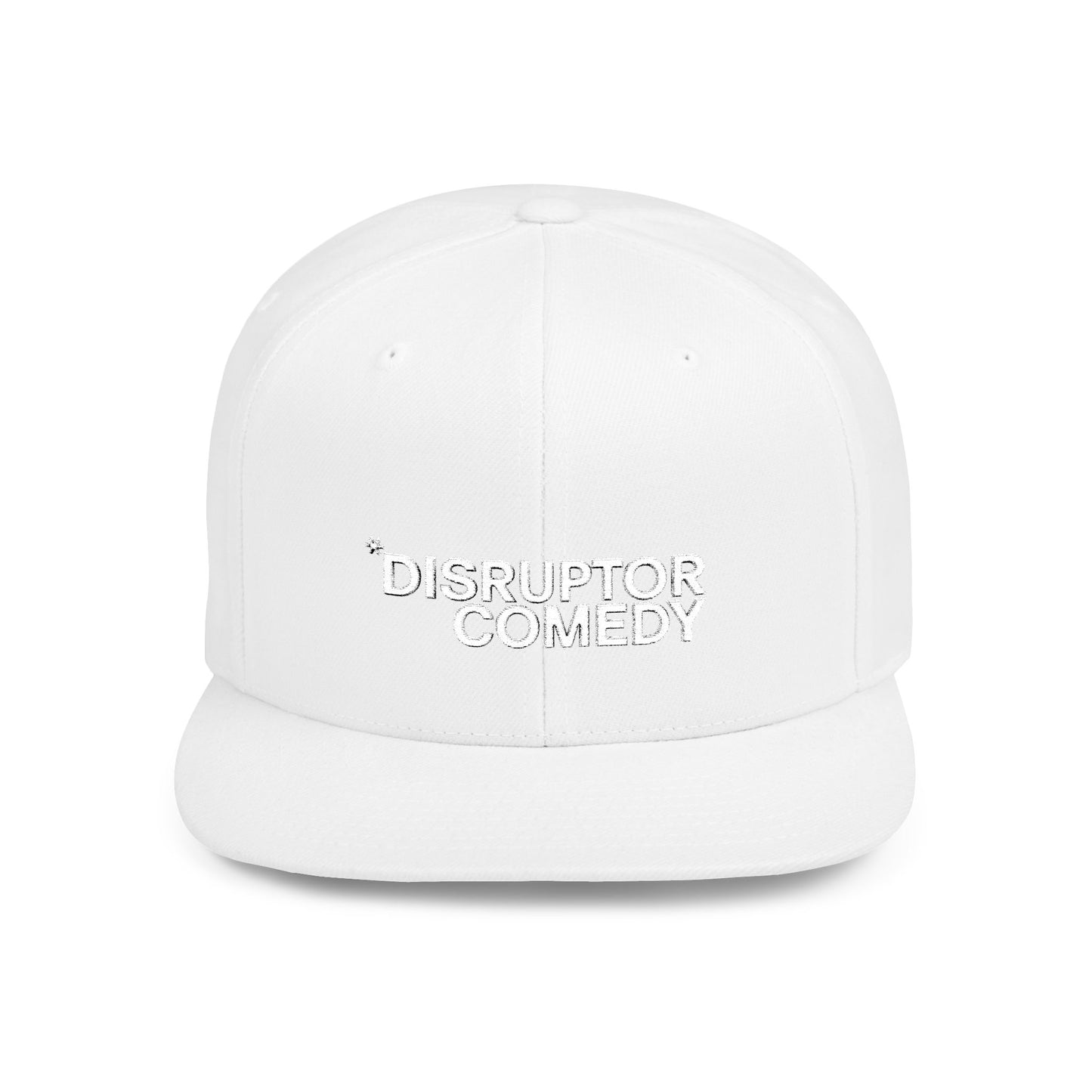 Flat Bill Snapback Hat, Stylish Comedy Cap, Trendy Urban Headwear, Adjustable White Snapback, Perfect Gift for Friends
