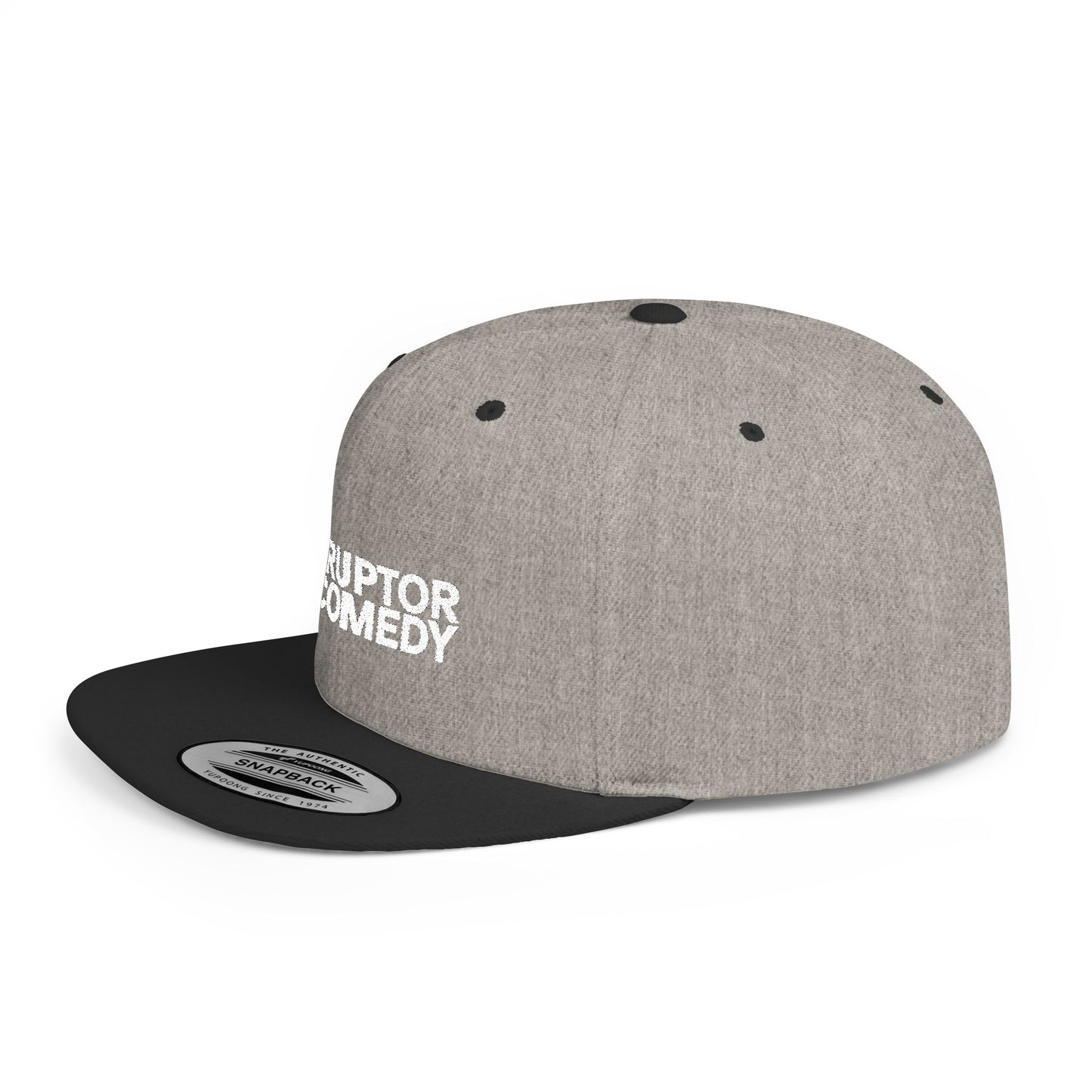 Flat Bill Snapback Hat, Stylish Comedy Cap, Trendy Urban Headwear, Adjustable White Snapback, Perfect Gift for Friends