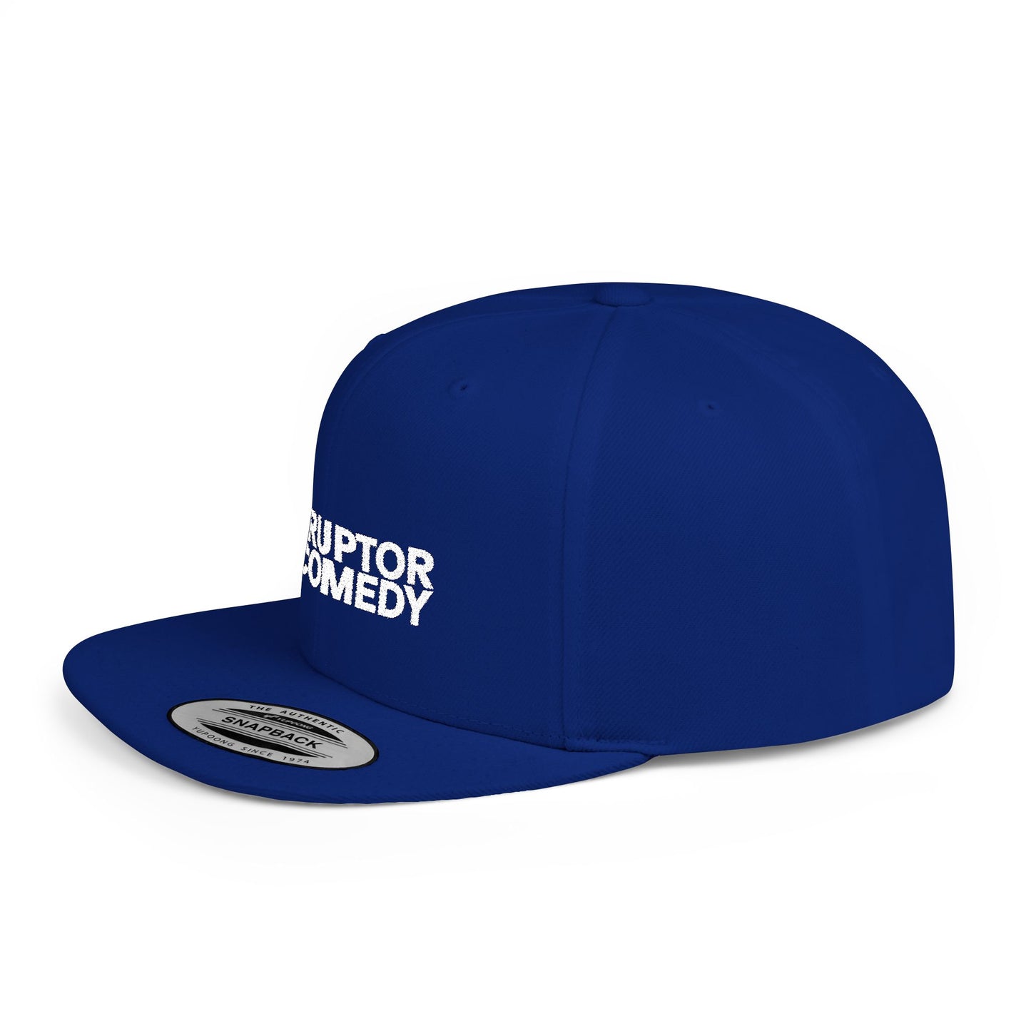 Flat Bill Snapback Hat, Stylish Comedy Cap, Trendy Urban Headwear, Adjustable White Snapback, Perfect Gift for Friends