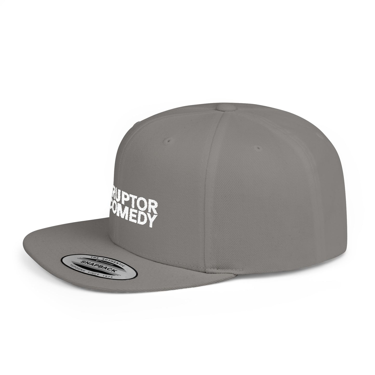 Flat Bill Snapback Hat, Stylish Comedy Cap, Trendy Urban Headwear, Adjustable White Snapback, Perfect Gift for Friends